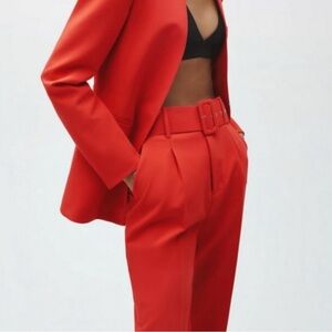 Zara Red Ankle Cropped Pants